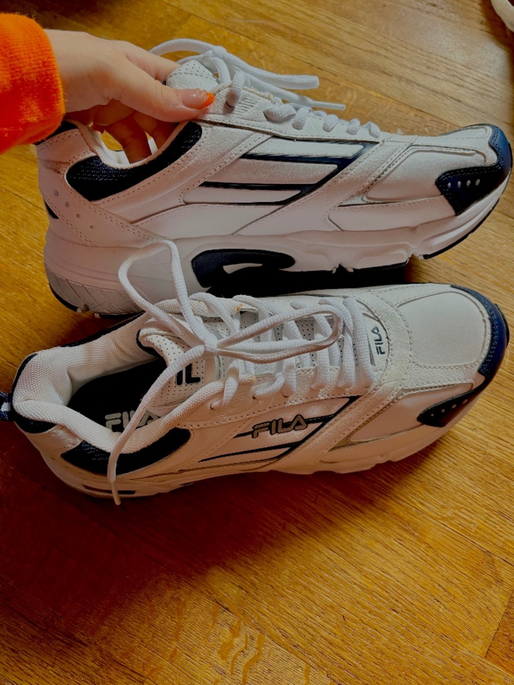 FILA Mens Retro Leather Cross Trainers 10 4E Wide Chunky Dad Gym Shoe Y2K Style